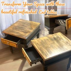Redesigned Vintage Real Wood, One Of A Kind End Tables
