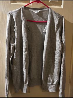 Gray Open-Front Cardigan Sweater