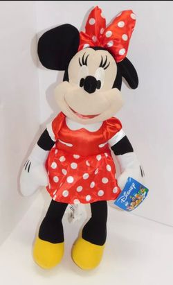 DISNEY PARKS MINNIE MOUSE PLUSH TOY STUFFED RED DRESS 18”