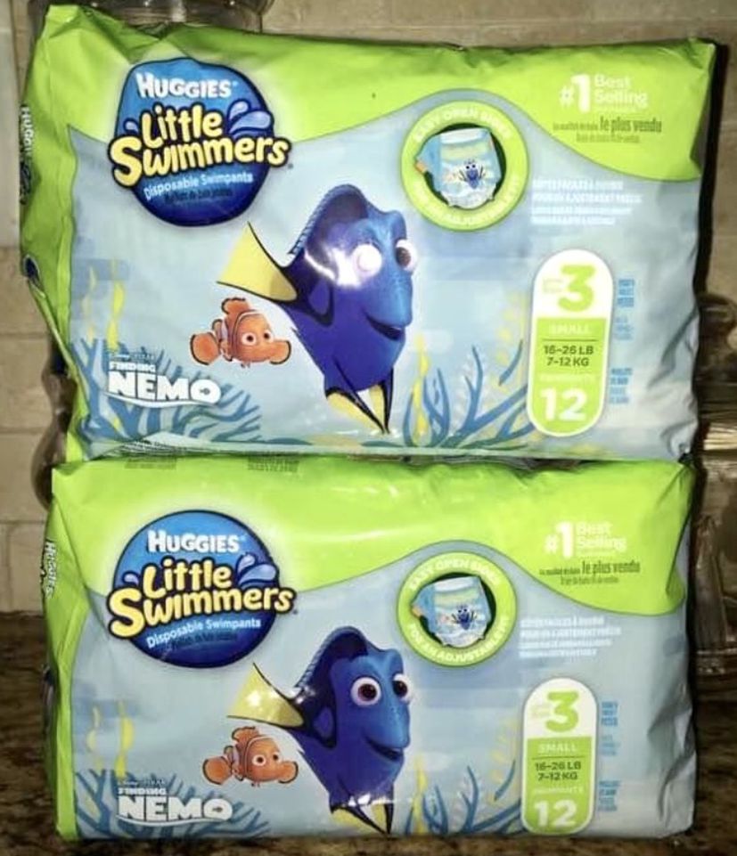 Set of 2 huggies little swimmers swim pants•SMALL•12ct•16-26lbs•all for $10
