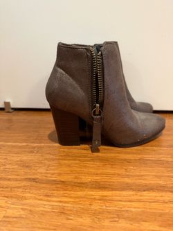 Gray Suede Ankle Boots with Block Heel