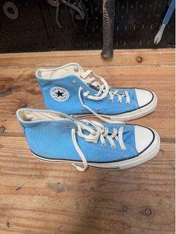 Converse Chuck Taylor All Star High Tops | Size 9 | Light Blue  Description:  Classic Converse Chuck Taylor All Star high-top sneakers in light blue, 