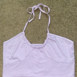 Shein Tie Back Crop Halter Top Purple 