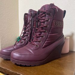 U.S. Polo Assn. Burgundy Lace-Up Winter Boots