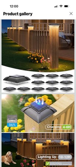 Solar Post Cap Lights Outdoor 12pack - Downward Lighting Waterproof Deck Fence Post Solar Lights for 4x4 Wooden/Vinyl Posts, Warm White Glow, Ideal fo