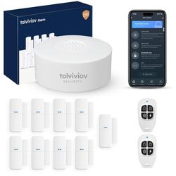 tolviviov Home Alarm System(2nd Gen), 12 Pieces Smart Home Alarm Security System DIY No Monthly Fee, Phone Alert, Alarm Siren, Door/Window Sensors, Re