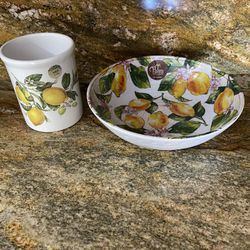 Lemon Salad Bowl And Utensil Holder