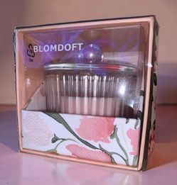 IKEA BLOMDOFT Scented Candle Ribbed Glass Jar with Lid Violet Cassis Sweet Pea NIB