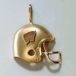 Washington Commanders? Wisconsin Badgers?10k Gold Football Helmet Pendant 3 Grams 