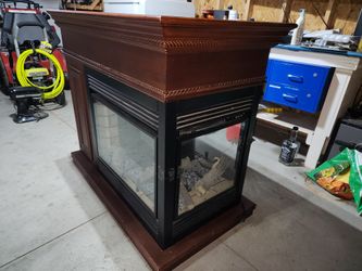 3 Sided Fireplace & Heater with Buffet Tabletop