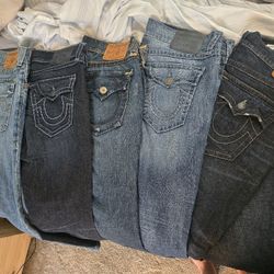 Lot Of 5 True Religion Jeans All Size 36 With 32 in Inseam