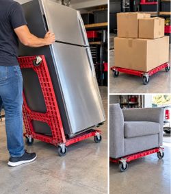 2 sizes of  Red Open Deck heavy duty Dolly Bimbo Bakeries Orbis