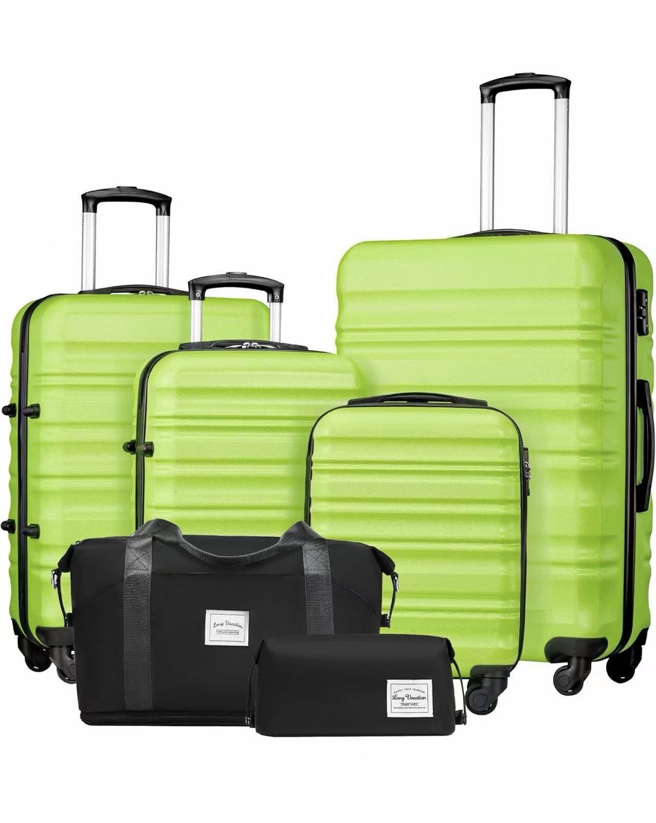 6 Piece Luggage Set Carry on Suitcase with ABS+PC hardshell Green $100