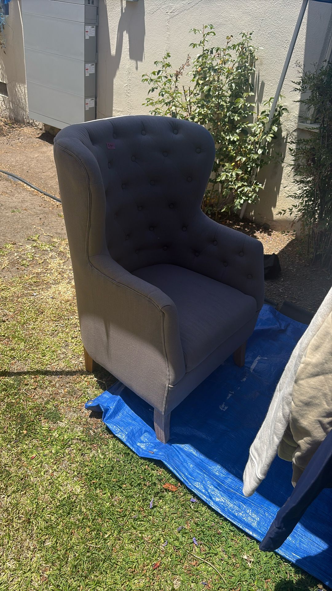 High Back Upholstered Armchair - Light Grey $70 OBO