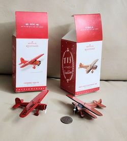 Ornament Airplanes 2015 WAKO Aristocrat And 2016 LOCKHEED Vega 5B by Hallmark Keepsake