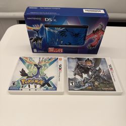 Nintendo 3DS XL with Pokémon X and Monster Hunter