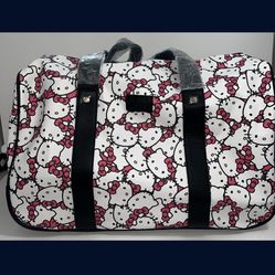 Hello Kitty White, Pink Rolling Duffel Luggage Bag Suitcase NWT