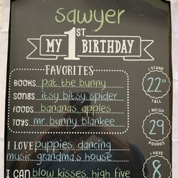 FIRST BIRTHDAY CHALKBOARD NEW