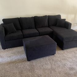 Black Sectional With Ottoman ‼️take It Home With $39 Easy Approval ‼️