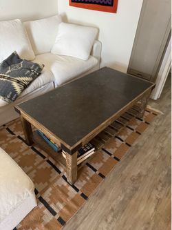 coffee table (solid wood and blue stone, from Boston interior)