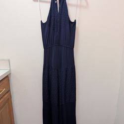 High Neck Halter Maxi Dress- Navy