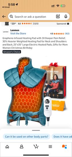 Graphene-Infused Heating Pad with 3X Deeper Pain Relief, 30% Heavier Weighted Heating Pad for Neck and Shoulders and Back, 25"x35" Large Electric Heat