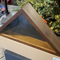 HBCY Creations Flag Display Case for 5' x 9.5' American Veteran Burial Solid Wood Rustic Brown Frame with Glass Front Wall Mount or Standing Display, 