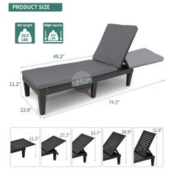 4 - Chaise Lounge Chairs for Outside with Cushion