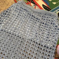 Fashion Nova Light Blue Full Of Holes Maxi Skirt