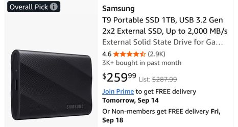 Samsung T9 Portable SSD 1TB