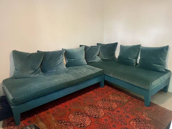 Custom Daybed Sectional Sofa in Turquoise