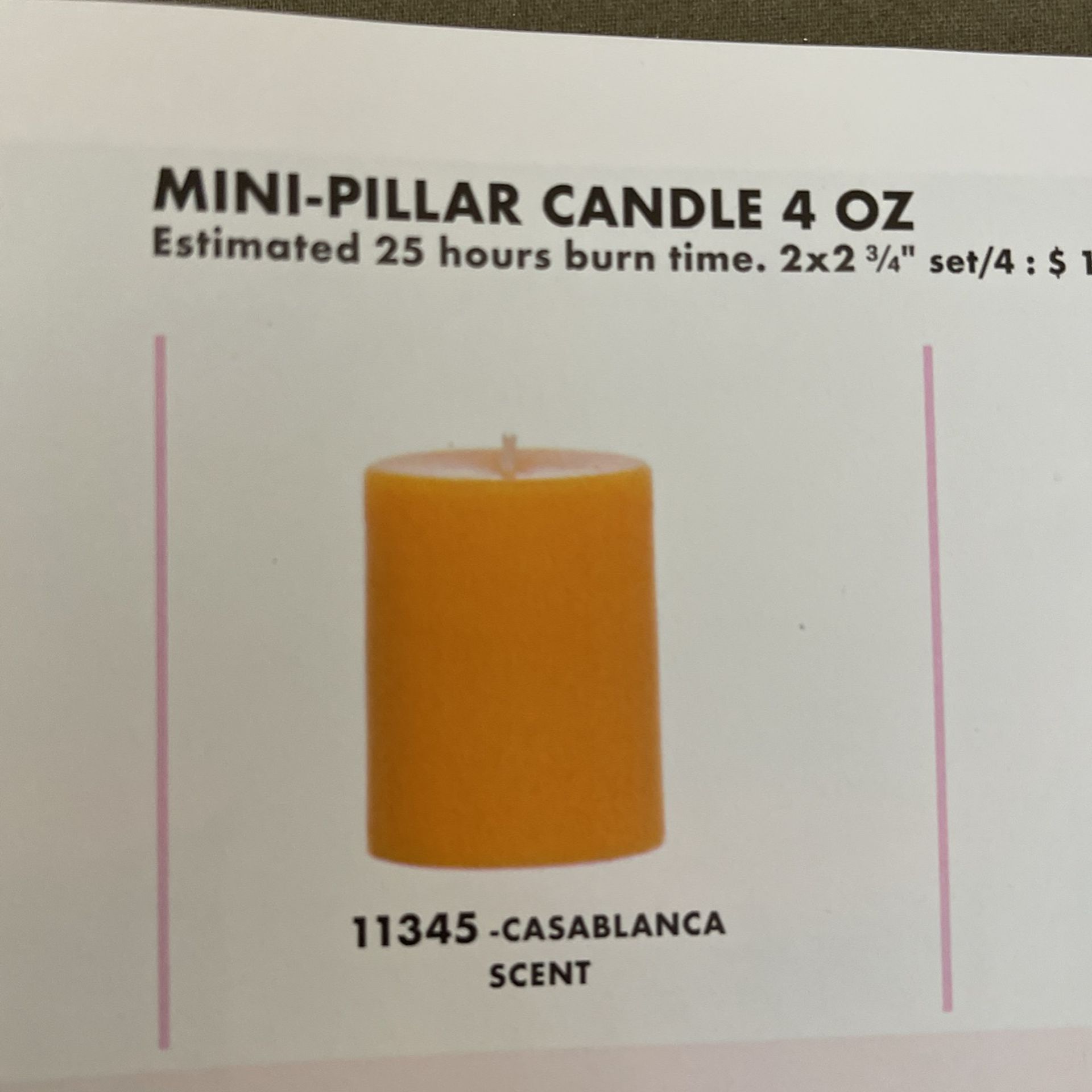 Home Interiors Mini Pillar Candle Amarillas 