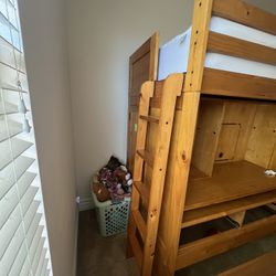 Wood Desk With Loft Bed And Trundle Bed It Was A Great Set Up For My Daughter But Has Out Grown Now