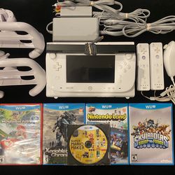Nintendo White Wii U 8GB Game System+5 Games+2 Controllers+2 Wheels MARIOKART 8