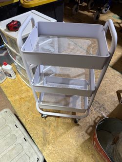 White 3-Tier Metal Rolling Cart
