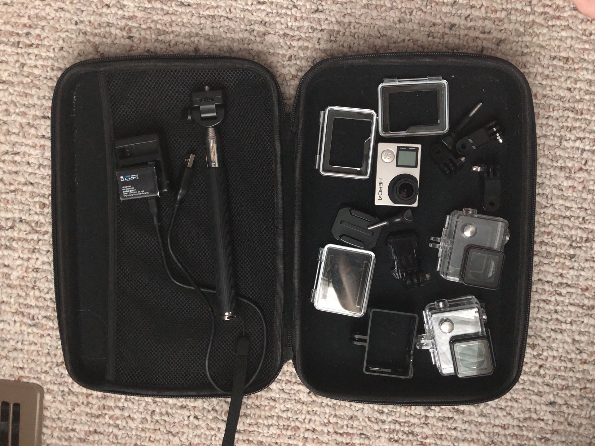 GoPro Hero4 silver with accessories and carrying case