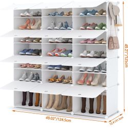 HOMIDEC Shoe Storage Cabinet, 48 Pairs Shoe Rack 3 by 8 Tier Space Saving Shoe Organizer for Closet Hallway Living Room Bedroom Garage