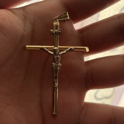 Two Tone 10kt Cross Pendant 