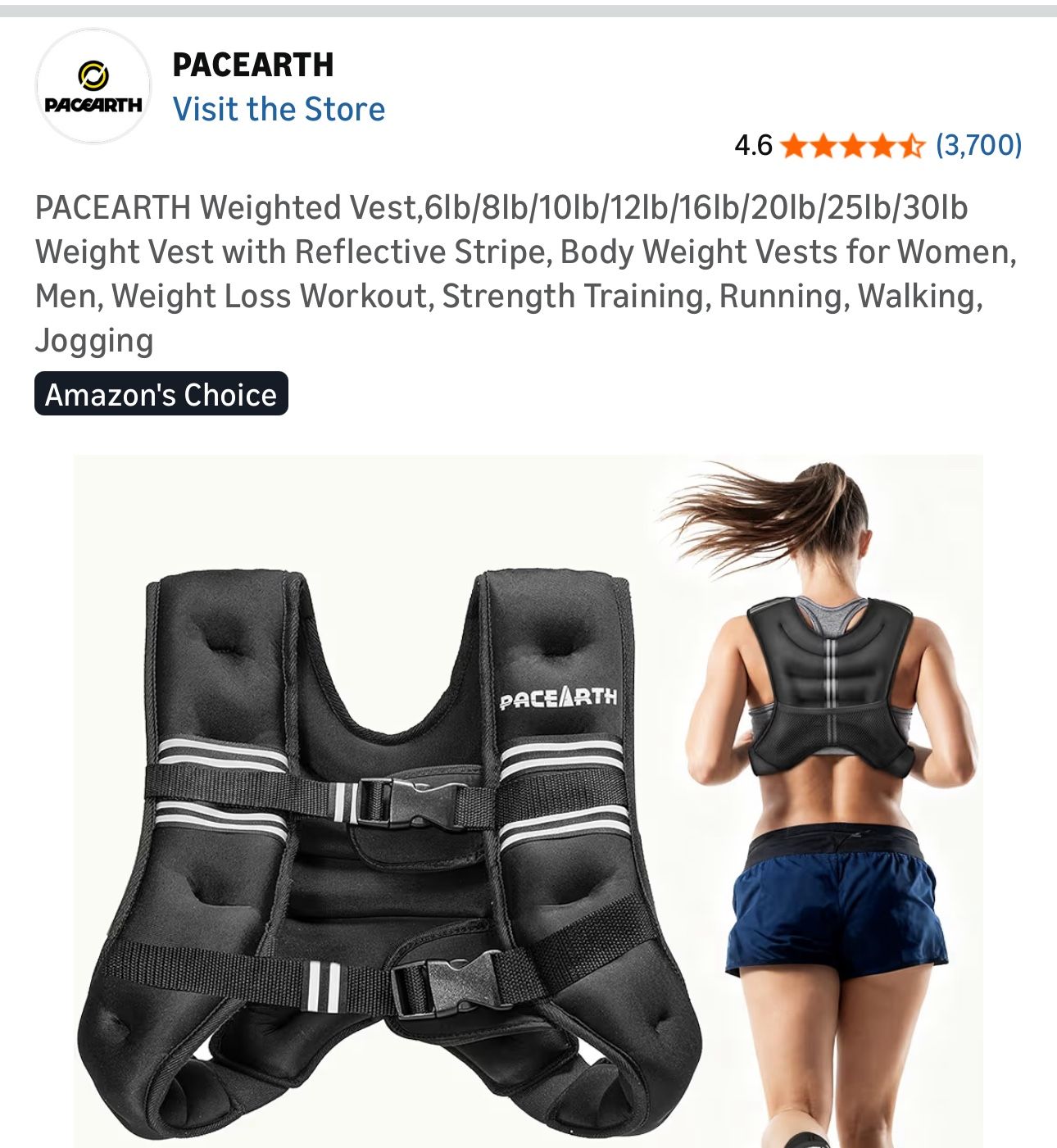 PACEARTH 12 lb Weighted Vest – Excellent Condition $12