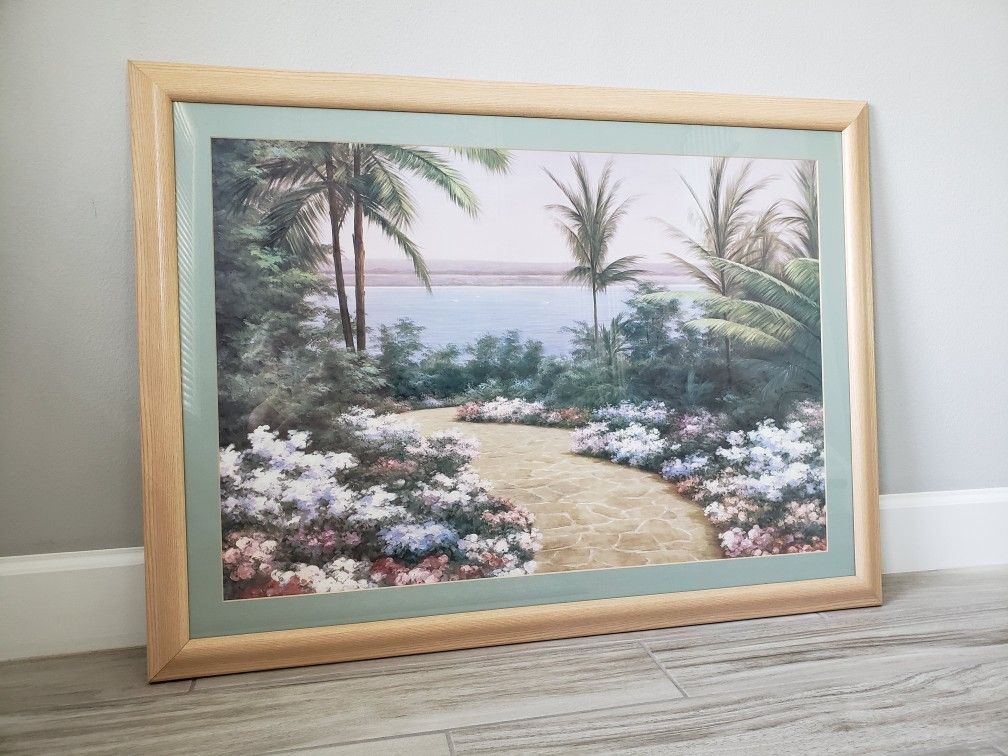 Beautiful Picture Print (Floral Breeze by Diane Romanello) in Solid Wood Frame 42" x 31"
