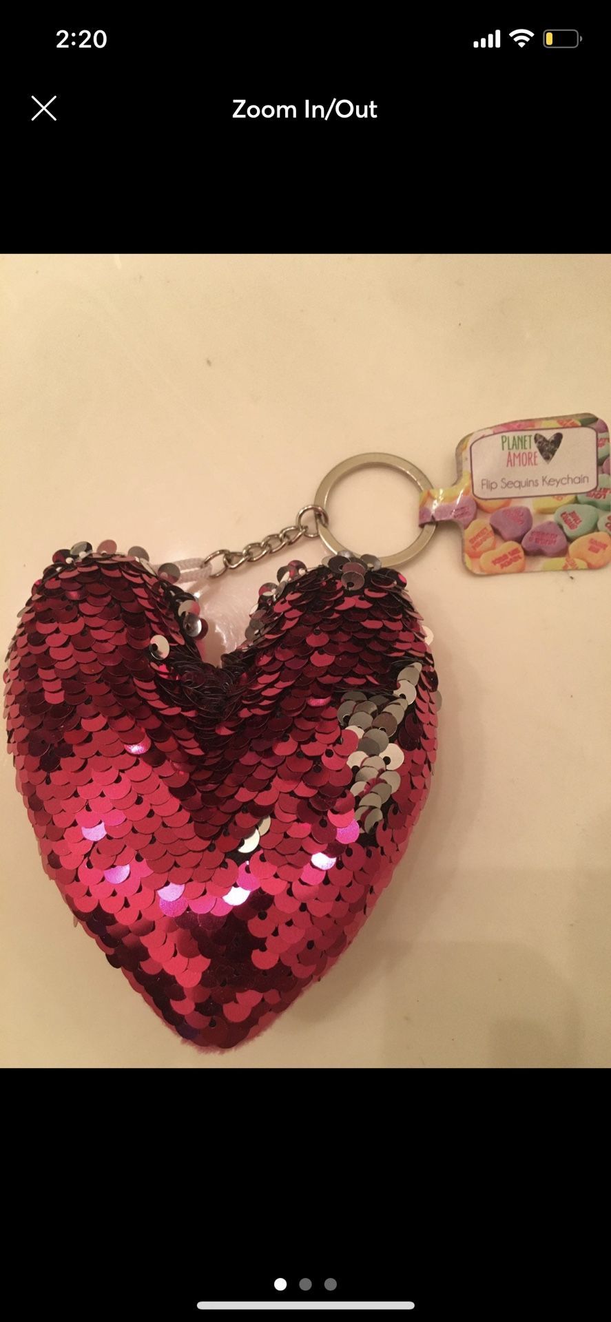 Lovely heart sequin changing keychain Valentines Day