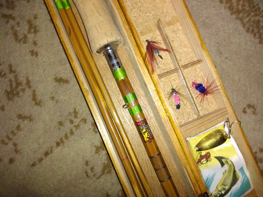 Vintage Japanese Fly Fishing Rod With Wood Case for Sale in