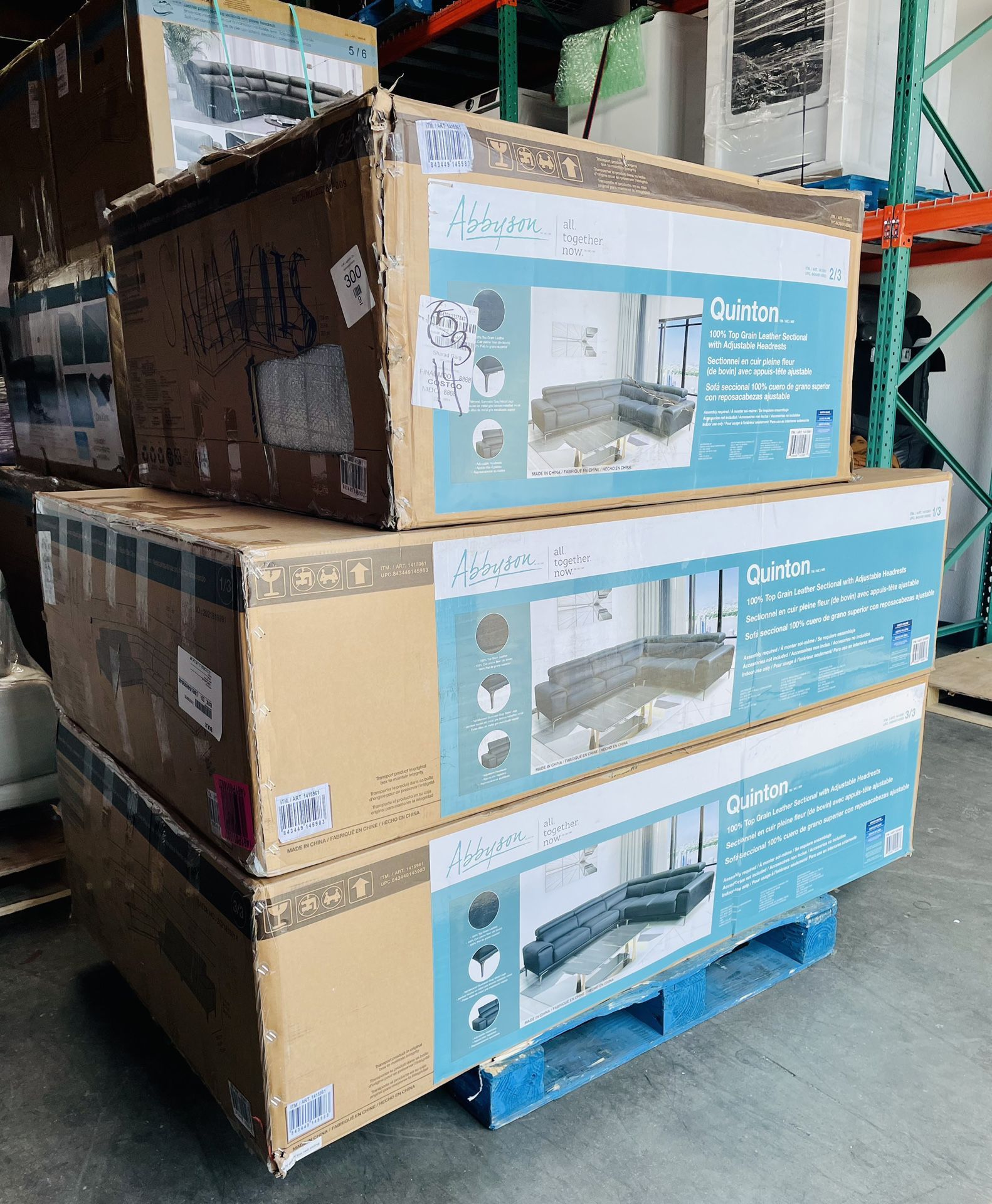 FREE DELIVERY BRAND NEW Quinton Top Grain Leather Sectional with