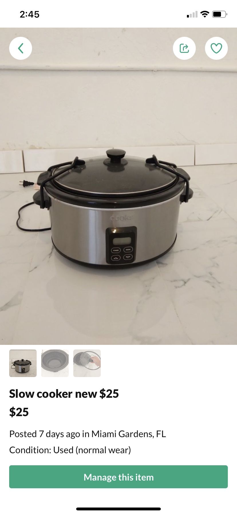 New Slow Cooker Never Use $25