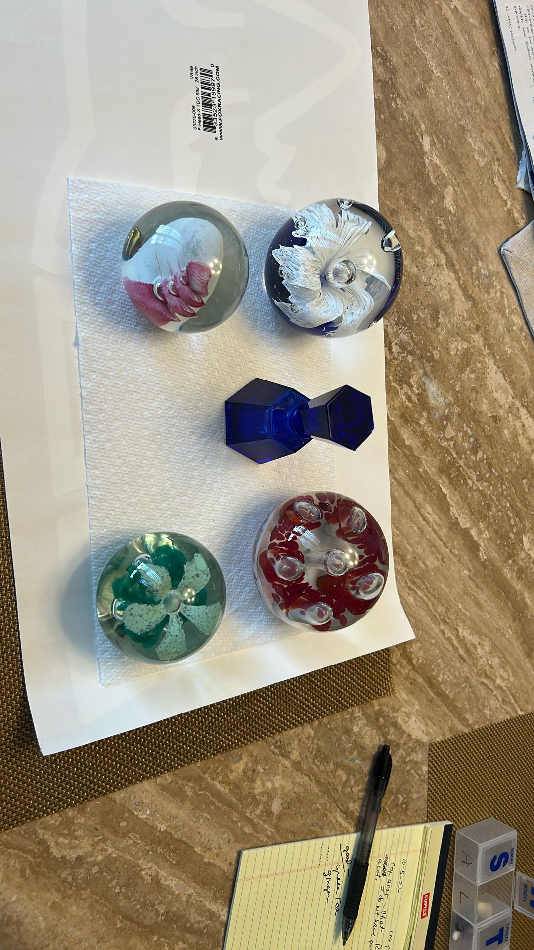 4 Paper Weights  &  1 Perfume Bottle
