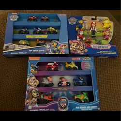 Paw Patrol Pup Squad and Liberty Vehicle Pack, Chase Air Rescue Team Pack, Pup Squad & Roxi Racers Pack