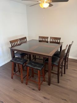 Tall Wood and Glass Dining Table