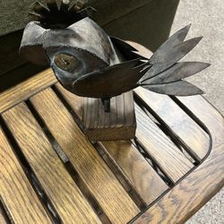 Vintage mid century modern brutalist torch cut parrot 1960s sculpture art