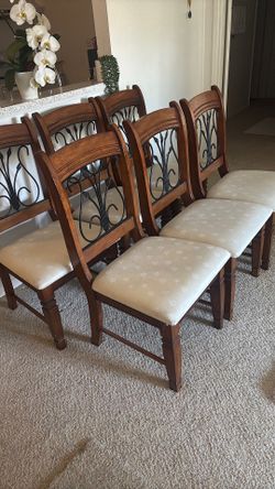 6 wood dining table chairs