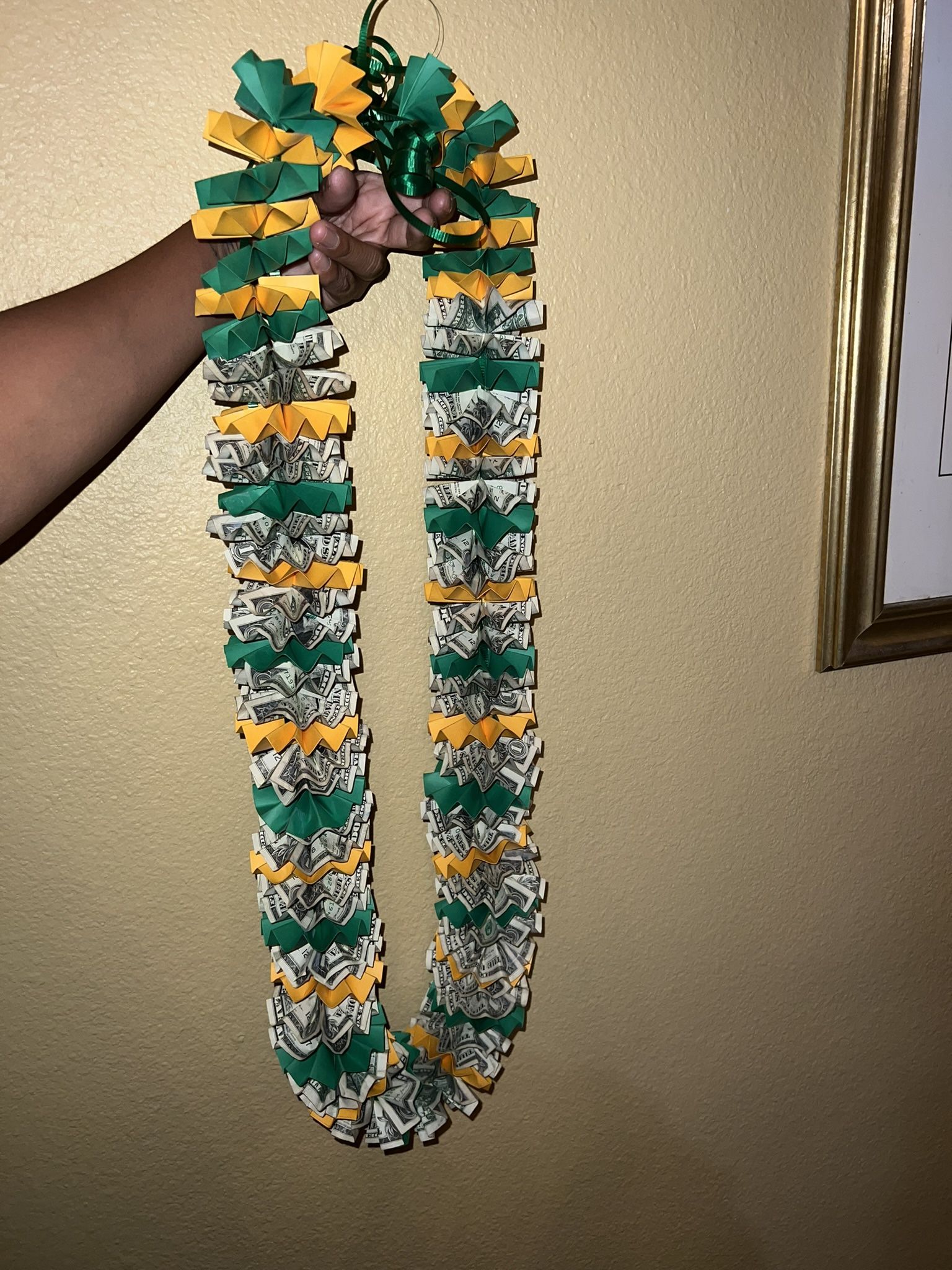 Green And Orange Graduation Money Lei,All Products : American Fashion Style Bags On Sale